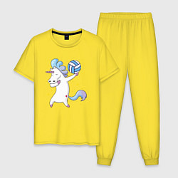 Пижама хлопковая мужская Unicorn Volleyball, цвет: желтый
