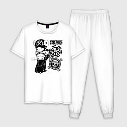 Пижама хлопковая мужская Тони Тони Чоппер и Трафальгар Ло One Piece, цвет: белый