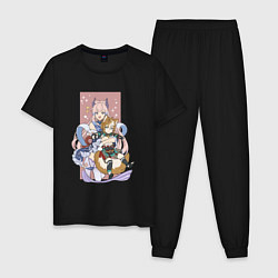 Пижама хлопковая мужская Кокоми и Горо, цвет: черный
