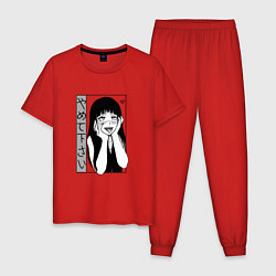 Пижама хлопковая мужская Yamete kudasai, цвет: красный