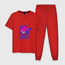 Пижама хлопковая мужская Кепка LB, цвет: красный