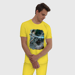 Пижама хлопковая мужская Леви, цвет: желтый — фото 2