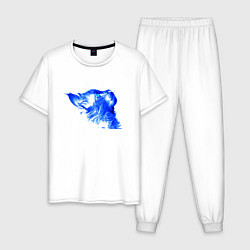Пижама хлопковая мужская Blue Cat, цвет: белый