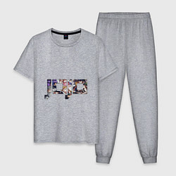 Пижама хлопковая мужская Jojo Bizarre Adventure логотип, цвет: меланж