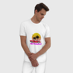 Пижама хлопковая мужская Retrowave style 2, цвет: белый — фото 2
