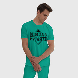 Пижама хлопковая мужская Ninjas In Pyjamas, цвет: зеленый — фото 2