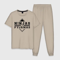 Пижама хлопковая мужская Ninjas In Pyjamas, цвет: миндальный