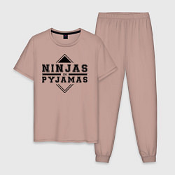 Пижама хлопковая мужская Ninjas In Pyjamas, цвет: пыльно-розовый
