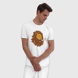 Пижама хлопковая мужская Lion Rawr, цвет: белый — фото 2