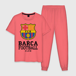 Пижама хлопковая мужская Barcelona Football Club, цвет: коралловый