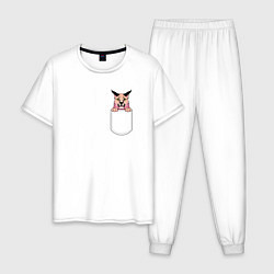 Пижама хлопковая мужская Шлёпа в кармане, цвет: белый