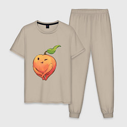 Пижама хлопковая мужская Милая персик, цвет: миндальный