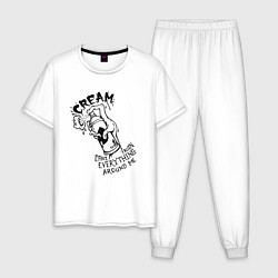 Пижама хлопковая мужская Graffiti Cream, цвет: белый