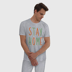 Пижама хлопковая мужская Сидим Дома, цвет: меланж — фото 2