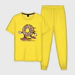 Пижама хлопковая мужская Пончик на скейте, цвет: желтый