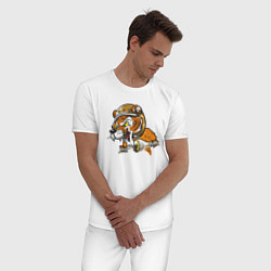 Пижама хлопковая мужская Hey, Tiger!, цвет: белый — фото 2