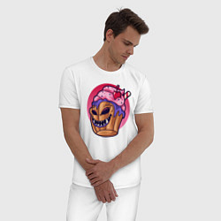 Пижама хлопковая мужская Зомби кекс, цвет: белый — фото 2