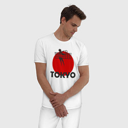 Пижама хлопковая мужская Волейбол - Токио, цвет: белый — фото 2