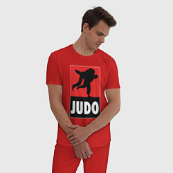 Пижама хлопковая мужская Judo, цвет: красный — фото 2
