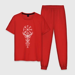 Пижама хлопковая мужская Вегвизир Vegvisir Руна Z, цвет: красный