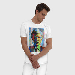 Пижама хлопковая мужская Портрет Энди Уорхола, цвет: белый — фото 2