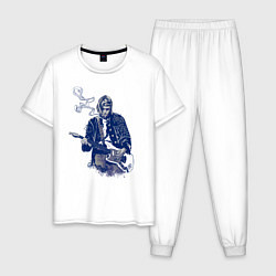 Пижама хлопковая мужская Курт Кобейн, цвет: белый