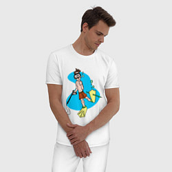Пижама хлопковая мужская Подводный охотник, цвет: белый — фото 2
