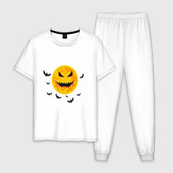 Пижама хлопковая мужская Halloween, цвет: белый