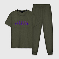 Пижама хлопковая мужская Эволюция Програмиста, цвет: меланж-хаки