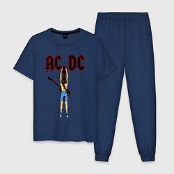 Пижама хлопковая мужская ACDC - Flick of the Switch, цвет: тёмно-синий