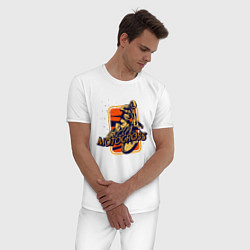 Пижама хлопковая мужская Мотокросс в деле, цвет: белый — фото 2