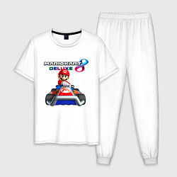Пижама хлопковая мужская Марио крутой гонщик, цвет: белый