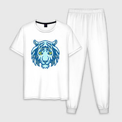 Пижама хлопковая мужская Night Tiger, цвет: белый