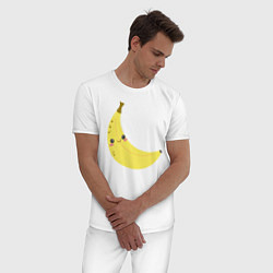 Пижама хлопковая мужская Веселый банан, цвет: белый — фото 2