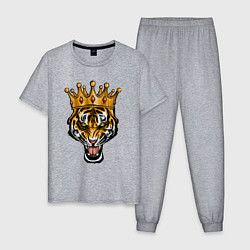 Пижама хлопковая мужская Царь тигр, цвет: меланж