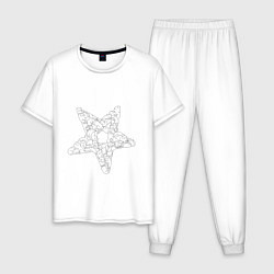 Пижама хлопковая мужская StarCats, цвет: белый