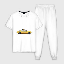 Пижама хлопковая мужская Такси, цвет: белый