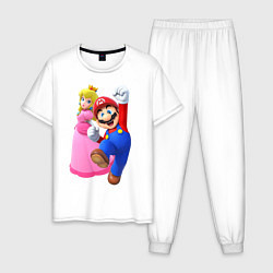 Пижама хлопковая мужская Mario Princess, цвет: белый