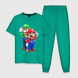 Пижама хлопковая мужская Mario Bros, цвет: зеленый
