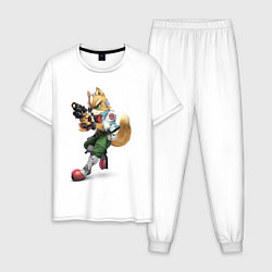 Пижама хлопковая мужская Fox 1, цвет: белый