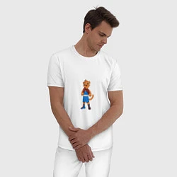 Пижама хлопковая мужская Львенок боксер, цвет: белый — фото 2
