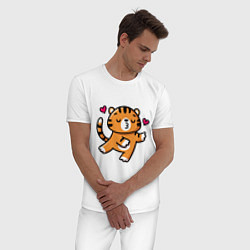 Пижама хлопковая мужская Влюбленный тигр, цвет: белый — фото 2