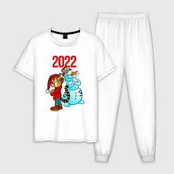 Мужская пижама Тигр и снеговик 2022