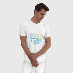 Пижама хлопковая мужская Сердце из рыбок, цвет: белый — фото 2