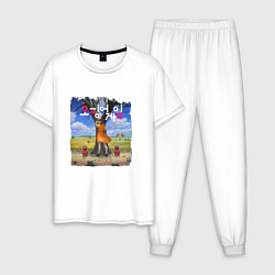 Пижама хлопковая мужская Игра в кальмара, цвет: белый