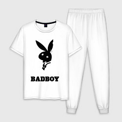 Пижама хлопковая мужская BAD BOY PLAYBOY, цвет: белый