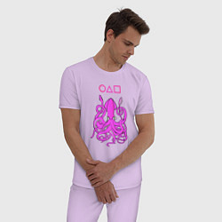 Пижама хлопковая мужская Кальмар с лого, цвет: лаванда — фото 2