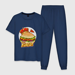 Пижама хлопковая мужская Королевский бургер, цвет: тёмно-синий