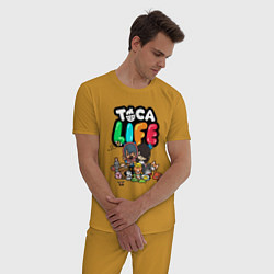 Пижама хлопковая мужская Toca Life, цвет: горчичный — фото 2