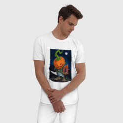 Пижама хлопковая мужская Жуткий подарок, цвет: белый — фото 2